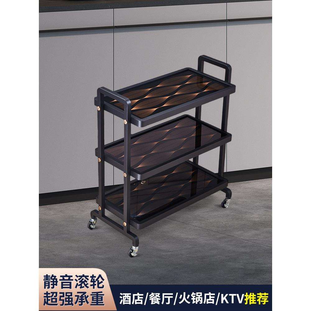 加厚不锈钢三层手推小餐车火锅店酒店餐厅送餐车上菜车商用小推车