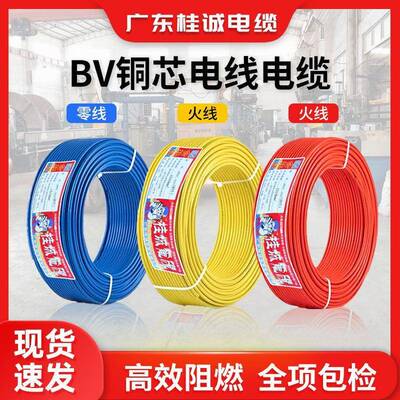 国标电线BV1.5/2.5/4/6/10/16平方铜芯单芯硬线家用家装布电线硬