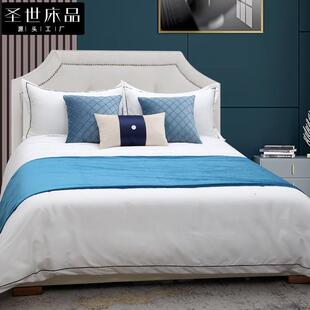 新中式样板间床上用品极简轻奢家具展示厅软装多件套样板房床品