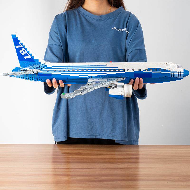 得客80009航空飞机波音787梦想客机儿童益智拼装积木玩具