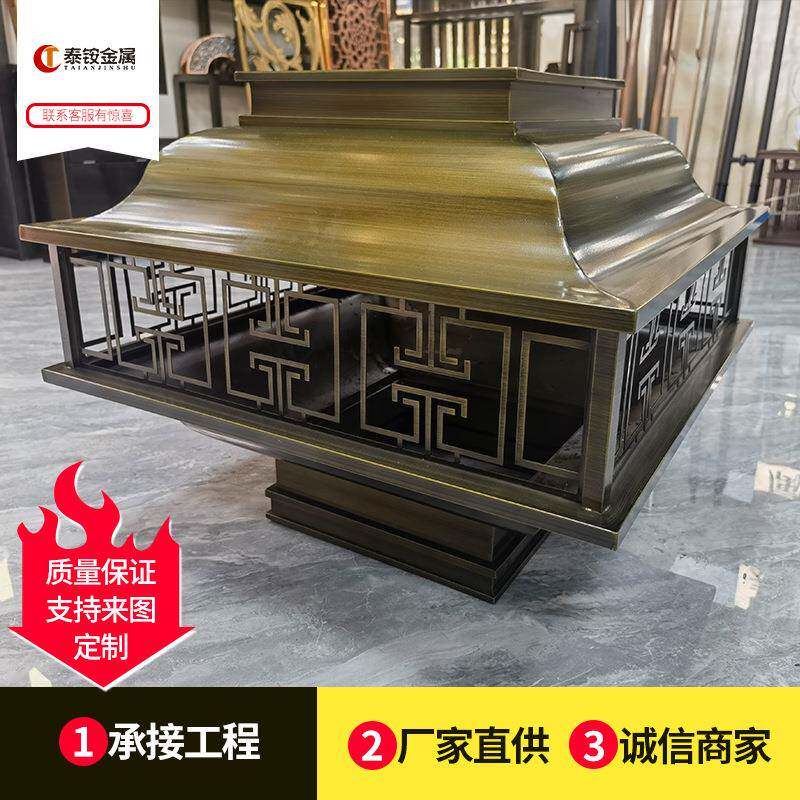 不锈钢户外小区庭院草坪围墙柱头灯新中式拉丝铜铝金属景观灯具