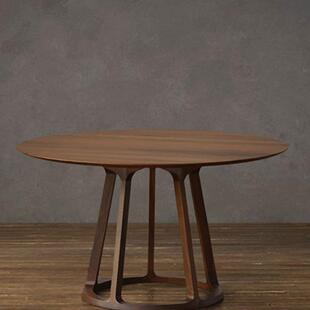 北美黑胡桃木圆餐桌家用轻奢感全实木日式饭桌白蜡木吃饭桌B&北B&