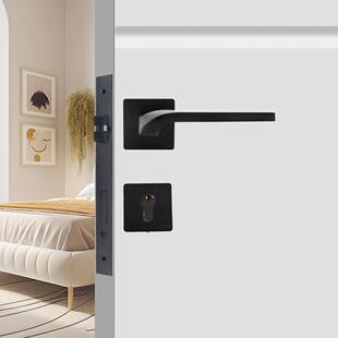 现代法式轻奢分体门锁锌合金静音房门锁家用卧室房间木门锁门把