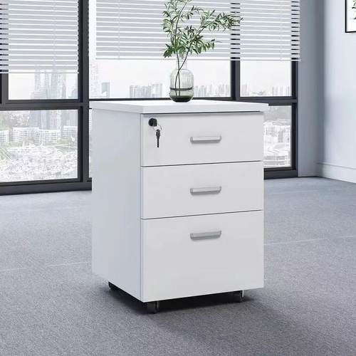 文件柜办公室资料柜桌下置物柜三抽屉式矮柜木质带锁可移动收纳柜