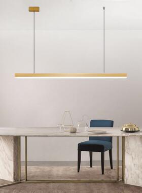 餐厅吊灯现代轻奢设计师办公室一字led北欧极简餐桌吧台长条吊灯