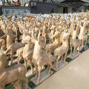 石雕鹿小鹿晚霞红鹿小区摆件园林雕塑石鹿鹿公鹿