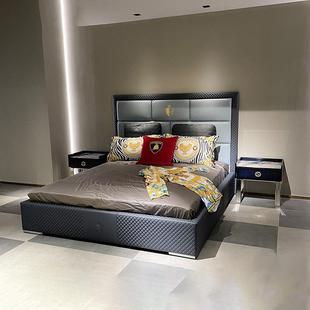 威登家具意大利意式 主卧1.8米大床 轻奢床组后现代皮艺婚床港式