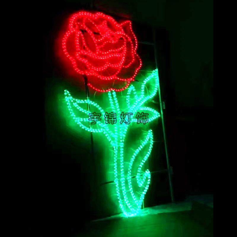 LED过街灯横街灯路灯灯杆装饰灯节日灯杆玫瑰花造型灯艺术灯