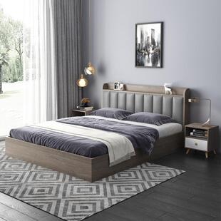 床现代简约1.8米双人床实木铺板1.5m出租房床经济型单人榻榻米