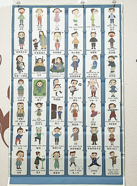 阿布巴布TPR指令卡挂袋智慧象42格展示收纳墙挂袋儿童英语启蒙