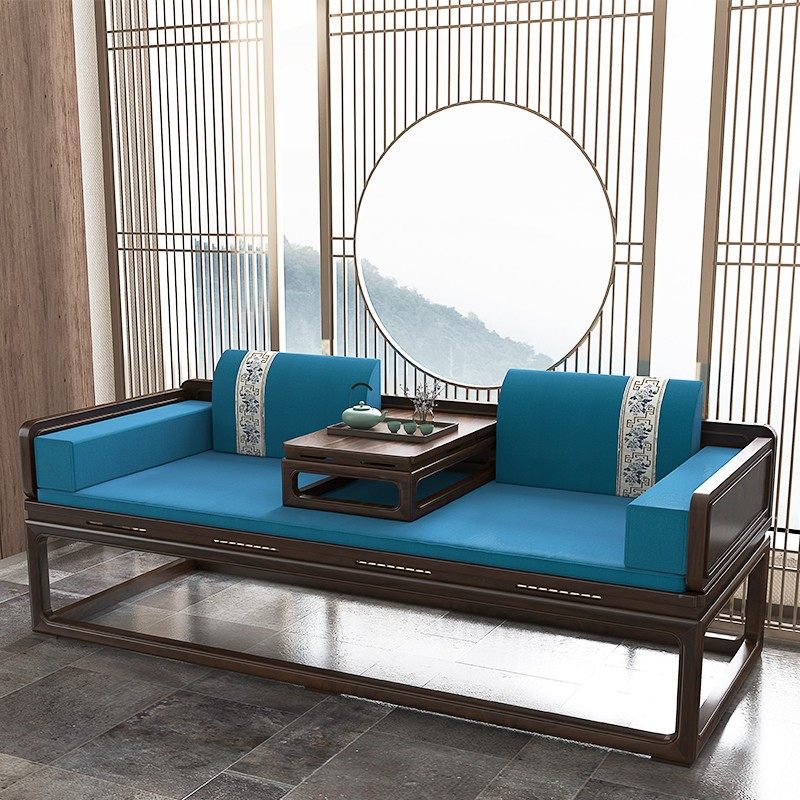 定做罗汉床垫子五件套新中式实木沙发垫椰棕红木坐垫可拆洗乳胶垫