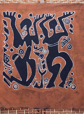 蜡染画双人舞布艺挂画酒吧餐厅装饰壁画抽象背景画云南手工艺礼品