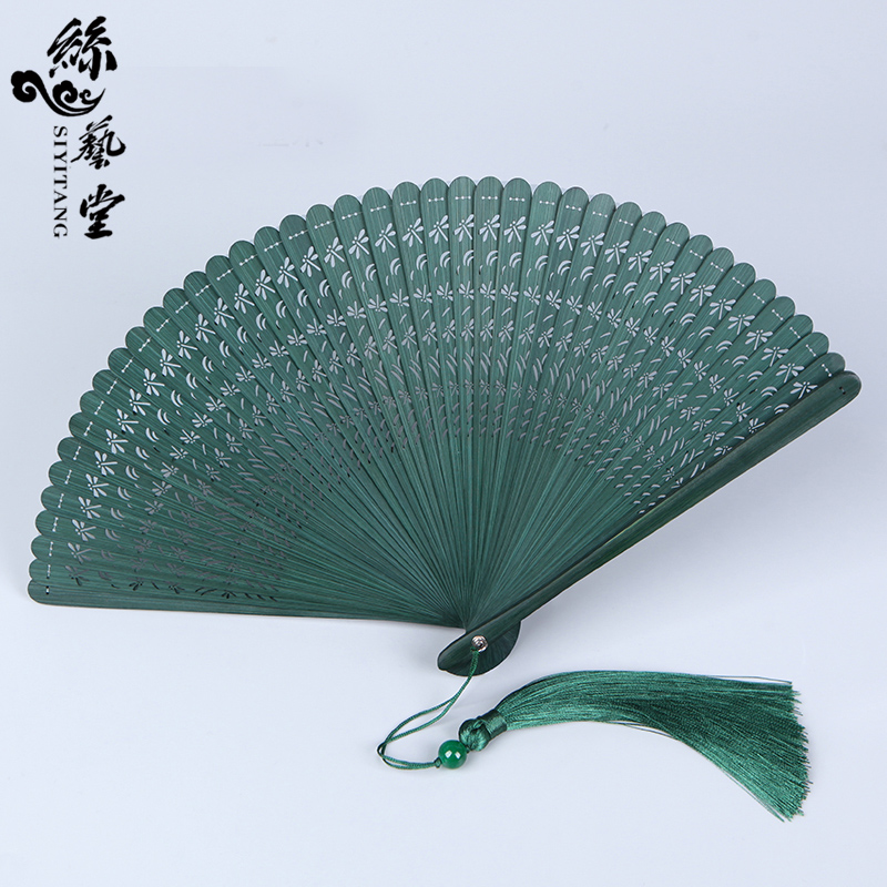 丝艺堂古风折扇手工扇子全竹折扇中国风舞蹈扇子全竹蜻蜓迷你折叠