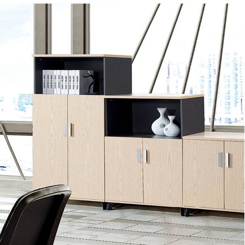 时尚简约矮柜现代办公家具简约中柜组合储物柜资料柜双色收纳双门