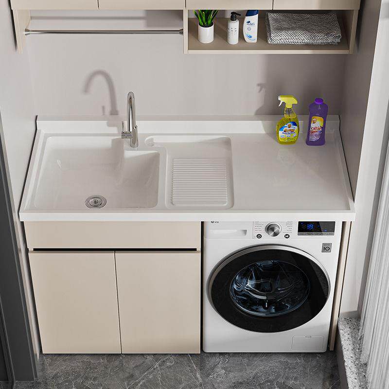 阳洗衣柜一体台盆侣洗衣池槽带NGR搓板滚室筒洗衣机柜伴浴柜组台