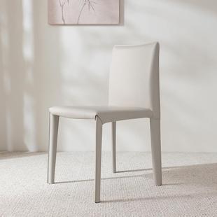 意式 设计师马鞍皮餐椅奶油风极简靠背椅轻奢家用简约餐桌网红凳子