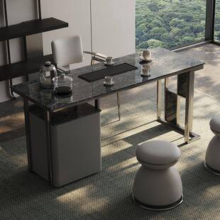 阳台岩板茶桌椅组合轻奢现代家用小户型轻奢高级感茶台烧水壶一体