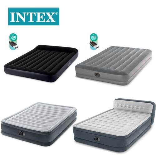 INTEX内置电泵充气床垫USB接头单人双人便携线拉植绒空气床