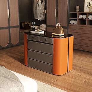 带锁衣帽间中岛柜梳妆台一体卧室极简双面储物斗柜化妆桌收纳实木