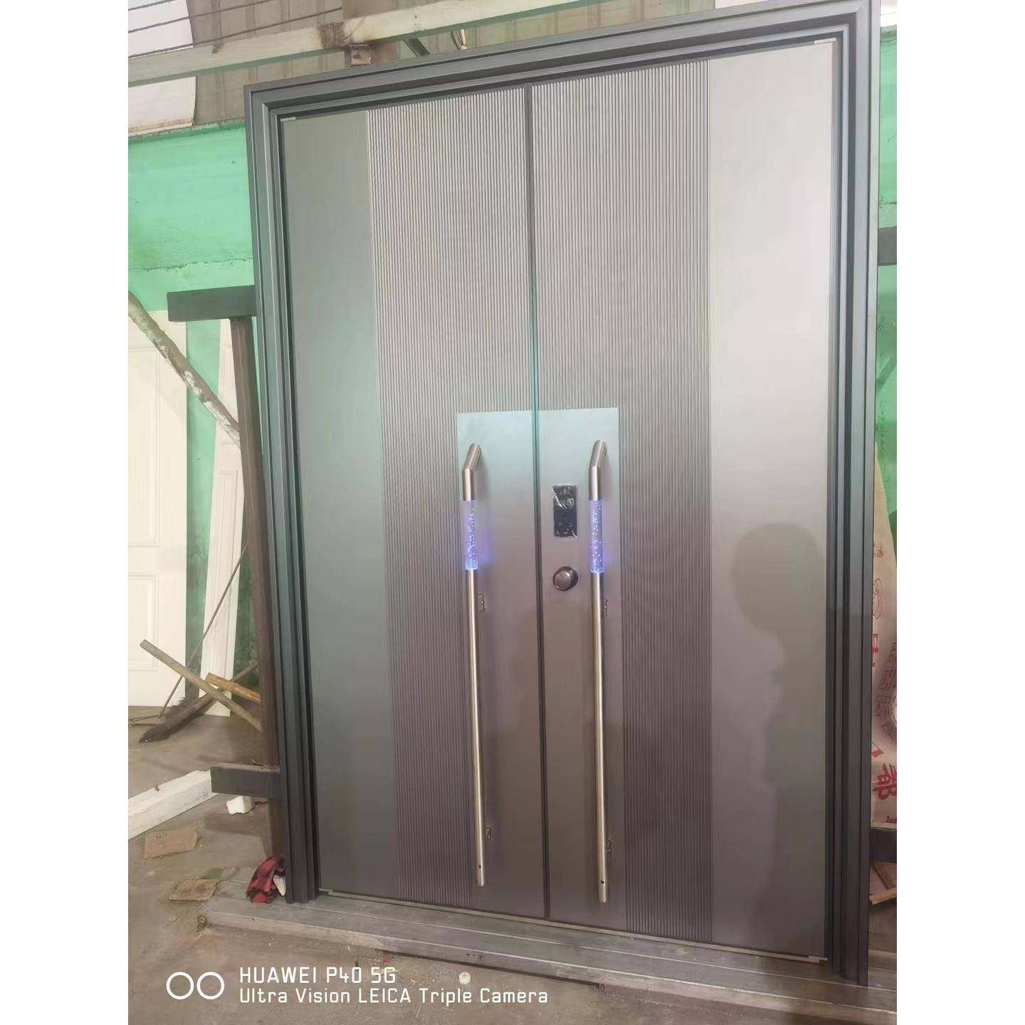 双面4个厚精雕铸铝门静音防爆小区入户门自建房别墅双开门