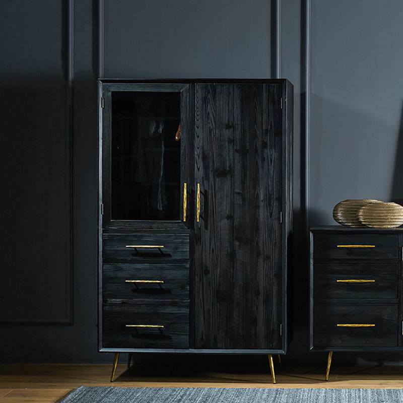 美式轻奢复古实木衣柜顶箱柜样板间别墅工业风收藏储物柜置物柜子