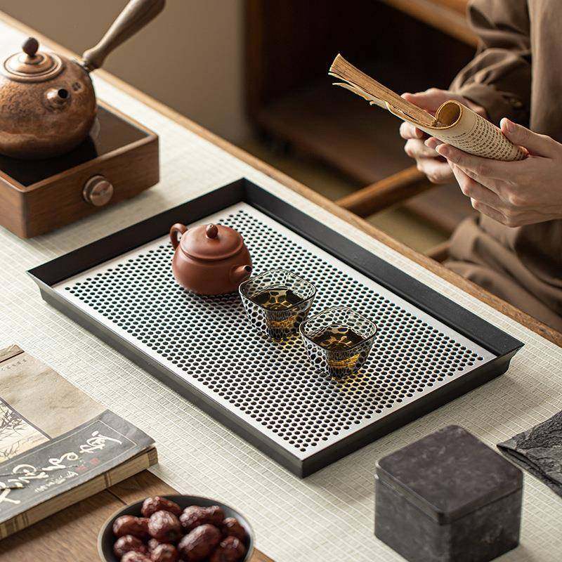 铁艺白铝茶盘家用四方形小型干泡茶台高级储水茶几壶承茶具托盘,电子元器件市场,其它元器件,淘宝优惠券,粉丝福利购,淘宝优惠卷