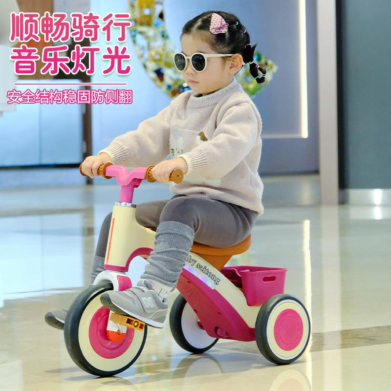 出口儿童三轮车男女宝宝小孩带音乐脚蹬车滑行车脚踏车自行车