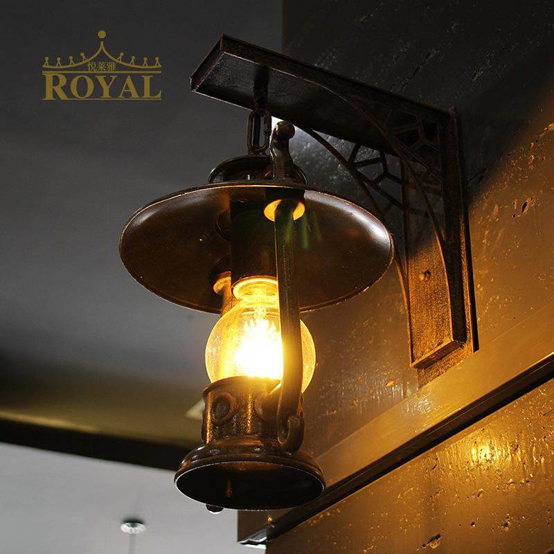 中山创意壁灯餐厅墙壁灯铁艺煤油灯复古吊灯照明灯具室内过道灯