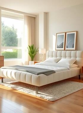 真皮床双人主卧大床1.8米婚床1.5m软包意式皮床储物实木床