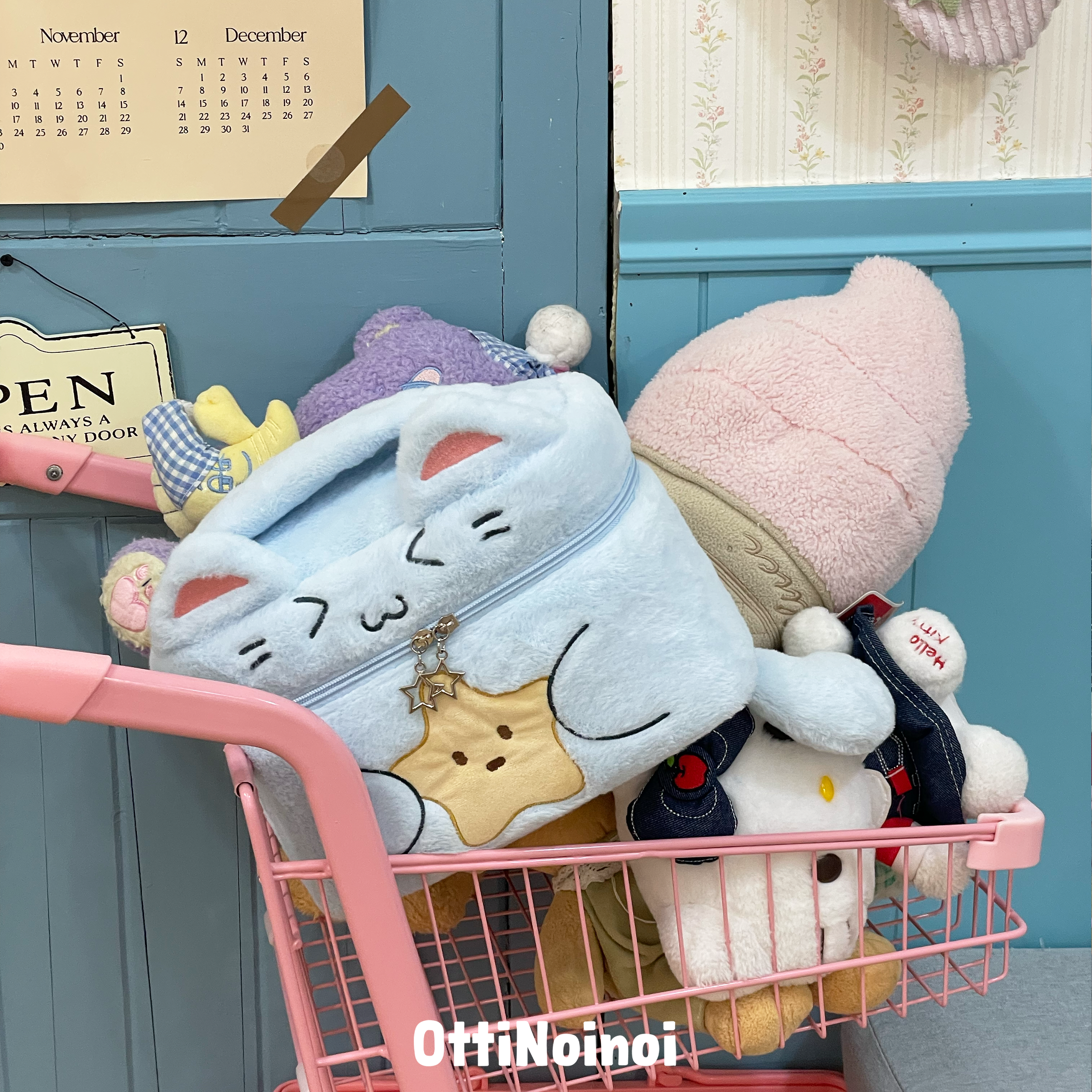 OttiNoinoi原创小蓝猫化妆包可爱大容量手提相机包 便携洗漱包,模玩/动漫/周边/娃圈三坑/桌游,动漫背包/钱包/箱包,淘宝优惠券,粉丝福利购,淘宝优惠卷