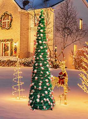 2025缩新款茜草圣诞树可伸折圣诞宝塔装饰20240528树节日叠居家派