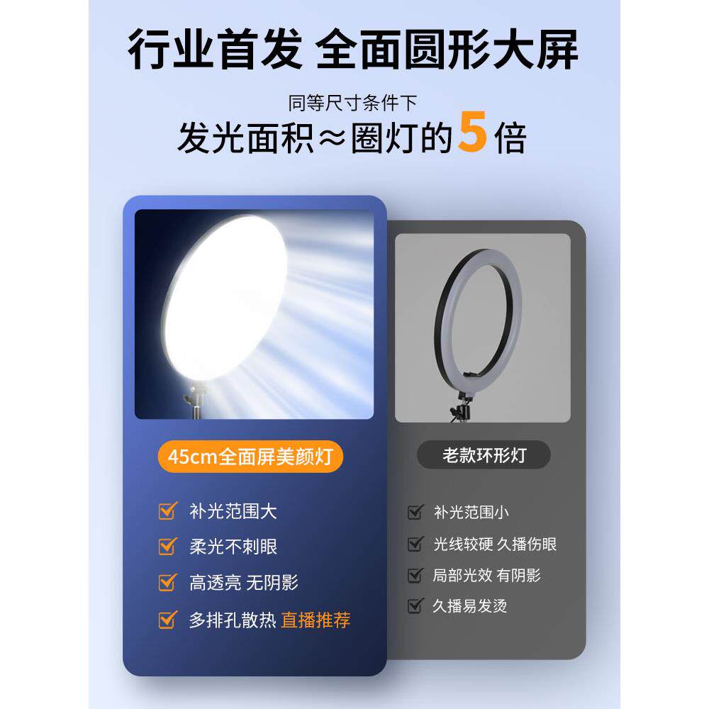 面屏美直播补光主播专用灯光全屏灯柔光护眼室全颜XAC内拍照摄影