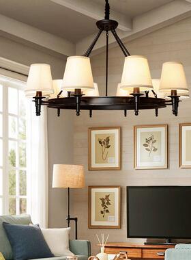 式复古吊灯客园厅主灯田乡村简约52452大气欧式艺布艺卧室餐美厅