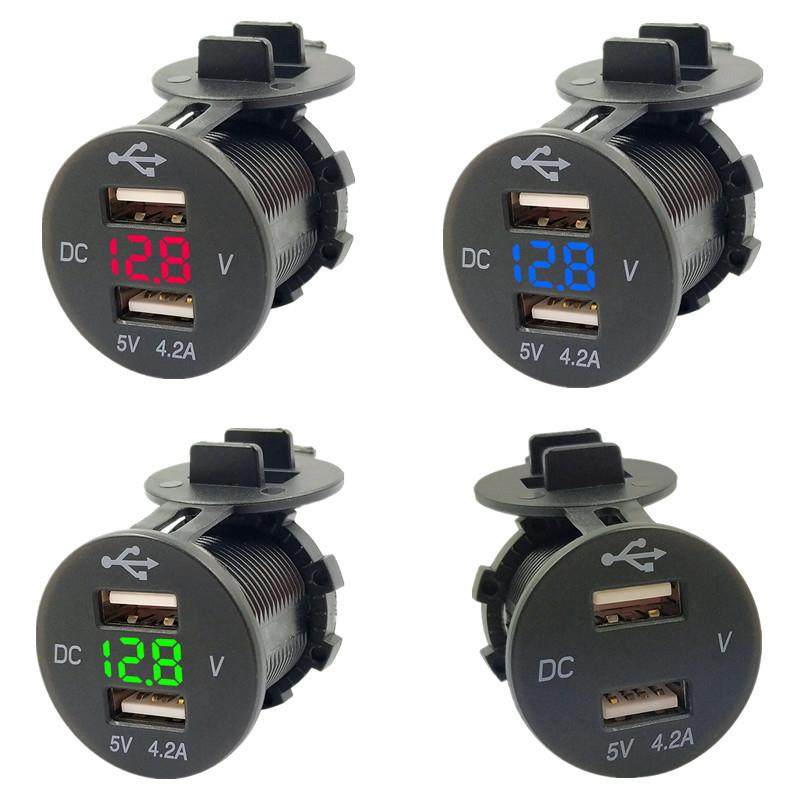 汽车摩船改装圆形双USB带电压5V4.2A3位数显表红灯蓝灯绿灯,畜牧/养殖物资,畜牧/养殖器械,淘宝优惠券,粉丝福利购,淘宝优惠卷
