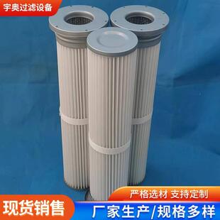 除尘滤芯替代布袋工业除尘褶皱滤筒折叠PTFE覆膜滤芯工业除尘滤芯