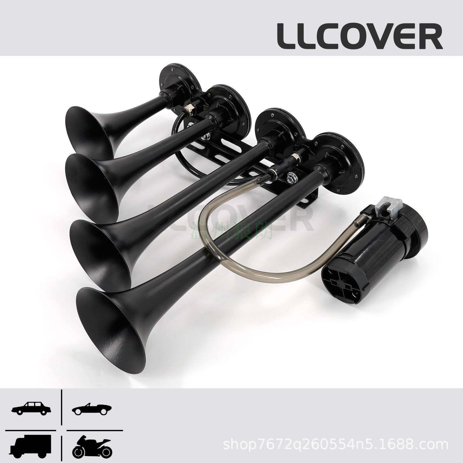 12v长排黑色四管金属电动气喇叭越野车皮卡改装气喇叭热销