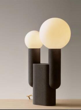 现代简约客厅台灯卧室床头灯创意设计师北欧民宿样板房灰色双头灯