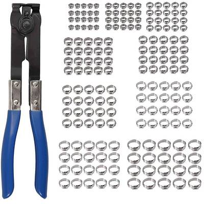 180PCS盒装不锈钢卡箍5.8-21单耳软管夹美式喉箍带抱箍钳子