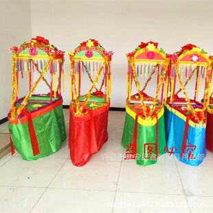 新款旱船道具 彩船 花船 采莲船 花轿推车 毛驴秧歌服装 社火道具