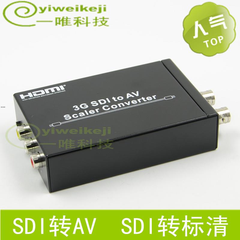 玩视高清SDI转AV转换器线HD-SDI转CVBS复合音视频红黄白莲花