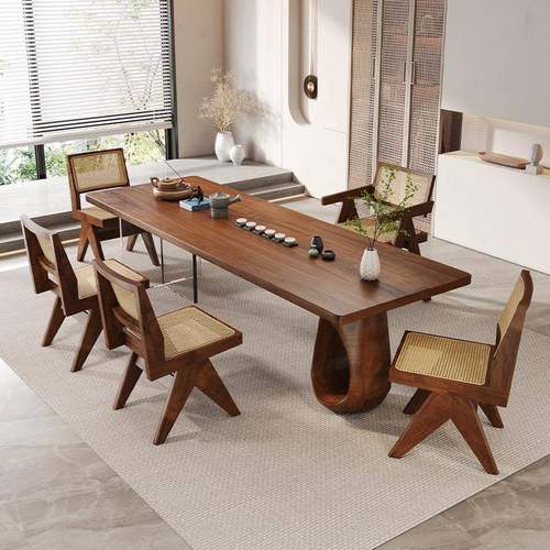 现代简约实木茶桌亚克力悬浮客厅办公室茶桌椅民宿休闲接待泡茶桌