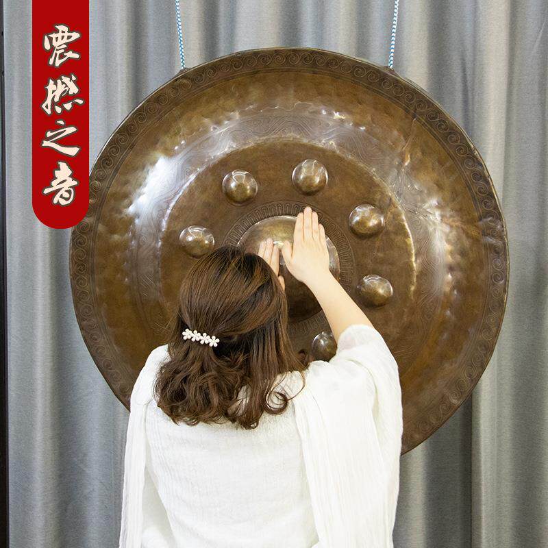 瑜伽冥想缅甸锣手工响铜手搓锣开道锣小众乐器铜锣手锣神鼓摆件