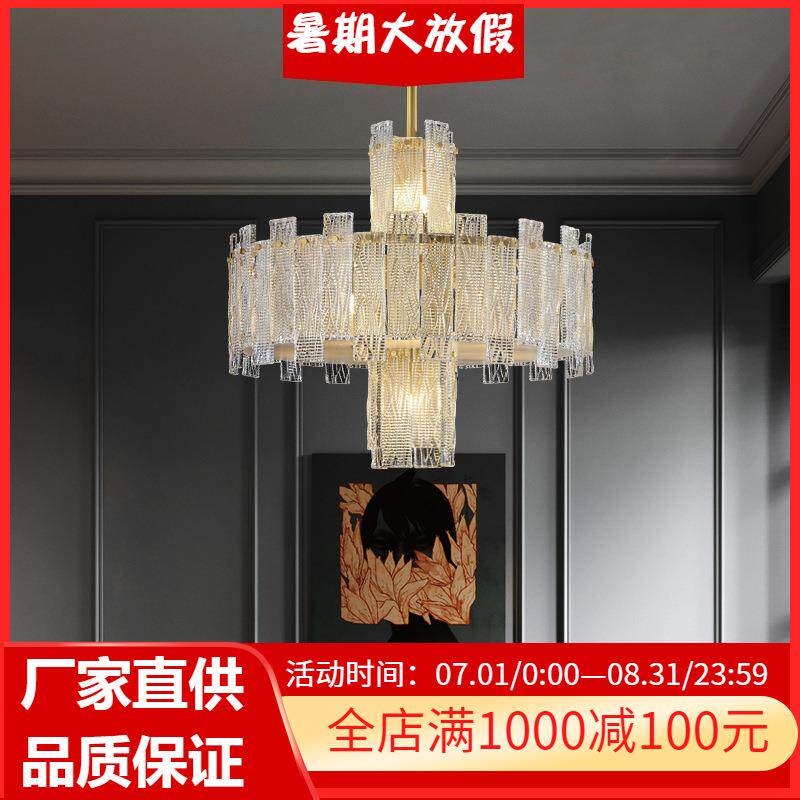 全铜轻奢吊灯客厅大灯现代简约大气别墅新款跃层复式楼梯吊灯