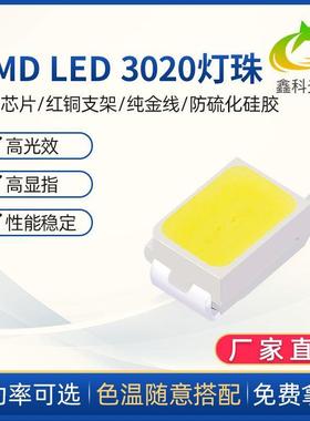 LED3020白光0.2W灯珠60ma正白冷白3020贴片散热片灯珠