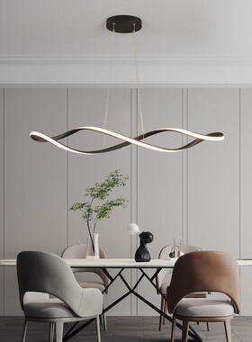 北欧后现代极简轻奢黑色餐厅公寓吧台长条艺术创意led线条吊灯具