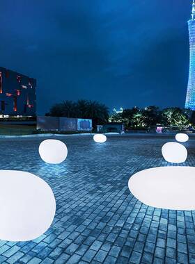 LED防水户外草坪鹅卵石装饰灯别墅酒店商场公园石头景观灯太阳能