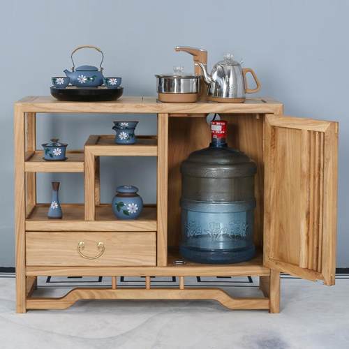 茶水柜茶柜边柜实木置物架胡桃木移动烧水茶台柜新中式一体餐边柜