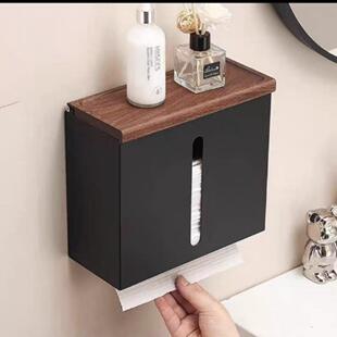 中古风纸巾盒卫生间厕所擦手纸架壁挂式实木酒店洗手间抽纸置物架