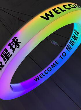 吊顶圆环通体氛围灯悬挂酒吧装饰灯LED圆形七彩幻彩亚克力灯箱