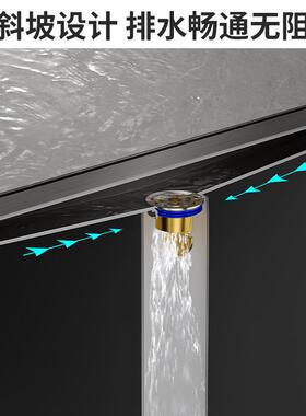 带排水坡度地漏304不锈钢隐形加长条导流淋浴房10CM宽长方形侧排